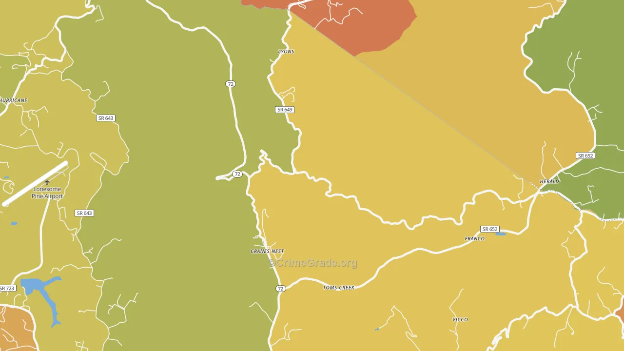 Cranes Nest, VA Map of Murder Rates