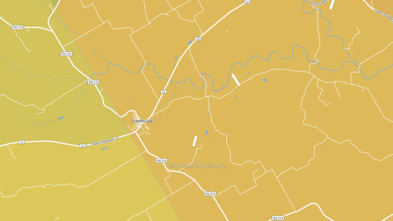 Cranfills Gap, TX Map of Murder Rates