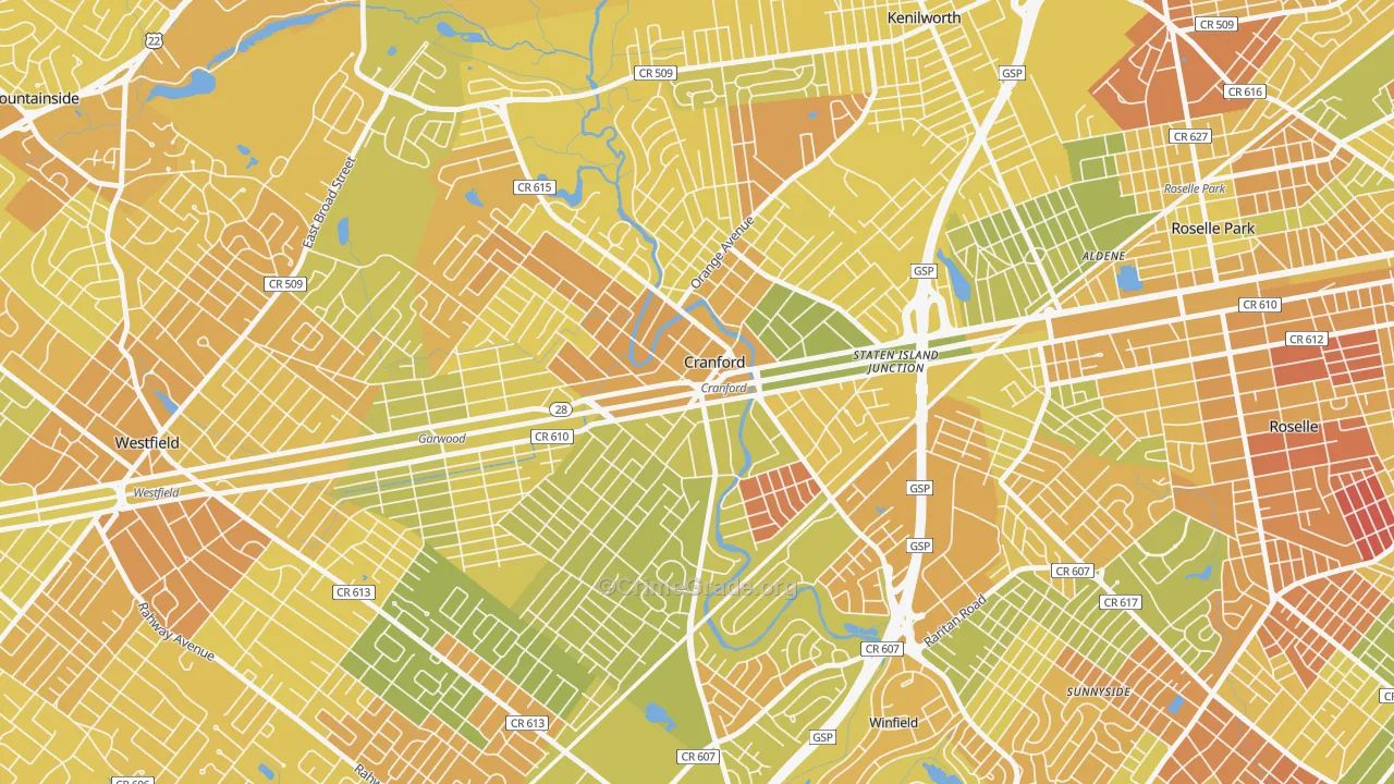 Cranford, NJ Map of Murder Rates