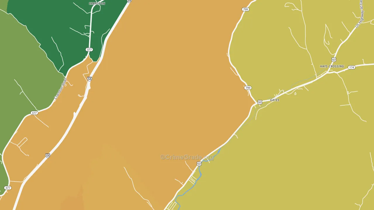 Cranston, KY Map of Murder Rates