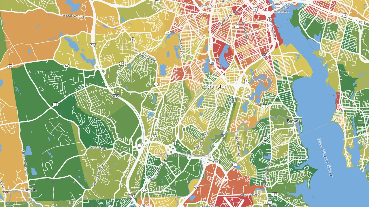 Cranston, RI Map of Murder Rates