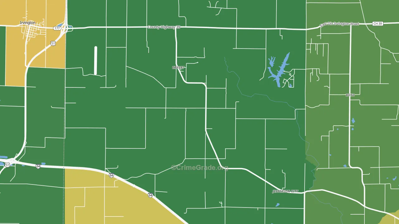 Cravat, IL Map of Murder Rates