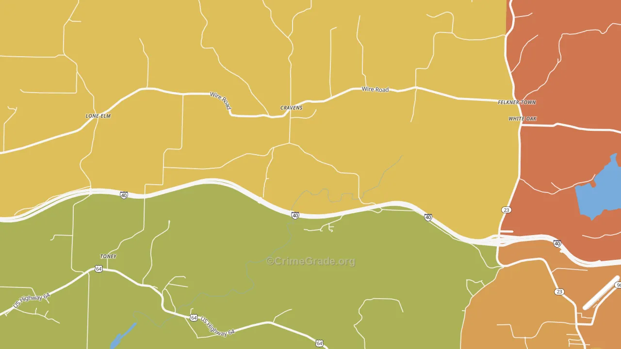 Cravens, AR Map of Murder Rates