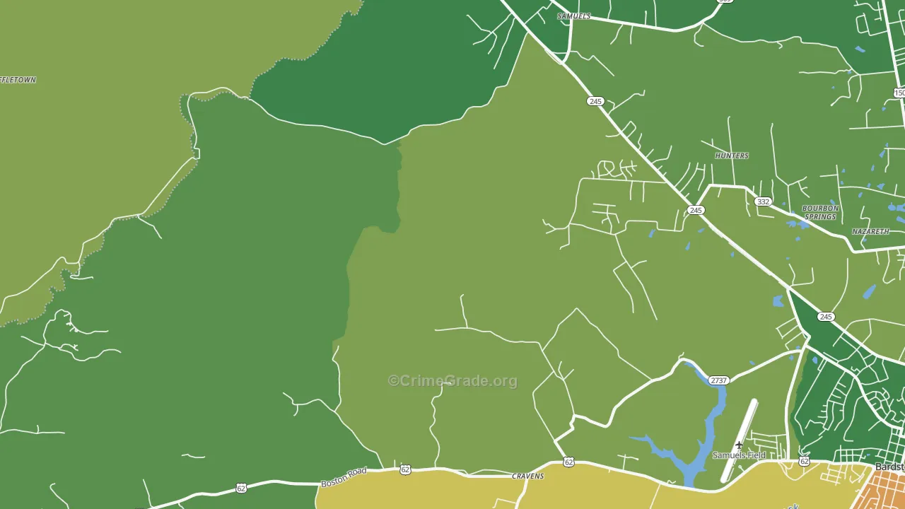 Cravens, KY Map of Murder Rates