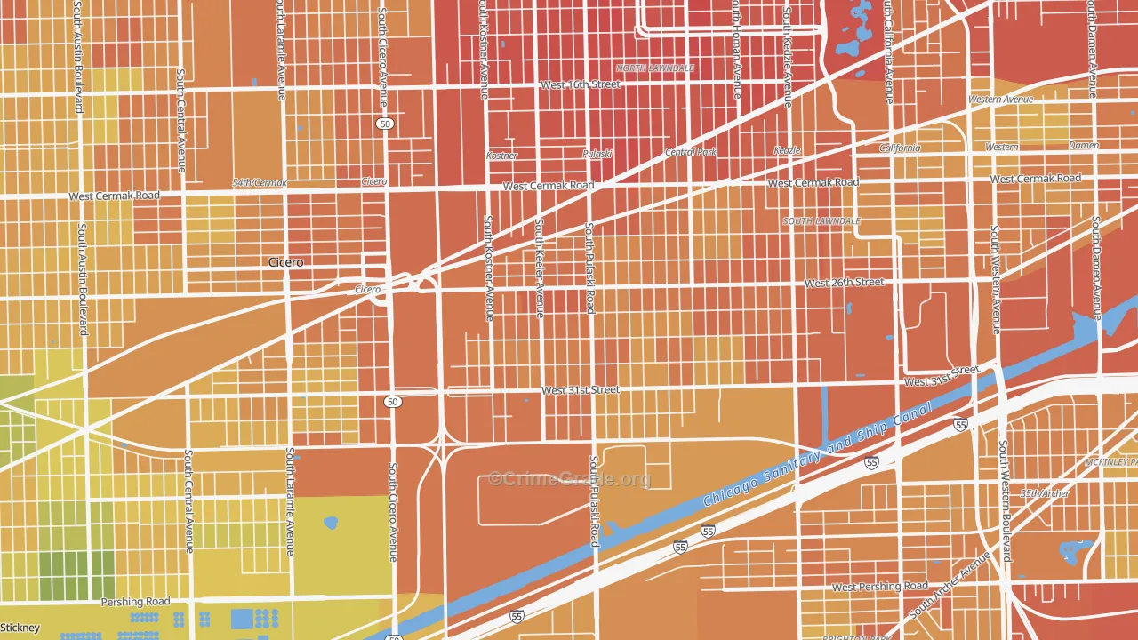 Crawford, Chicago, IL Map of Murder Rates