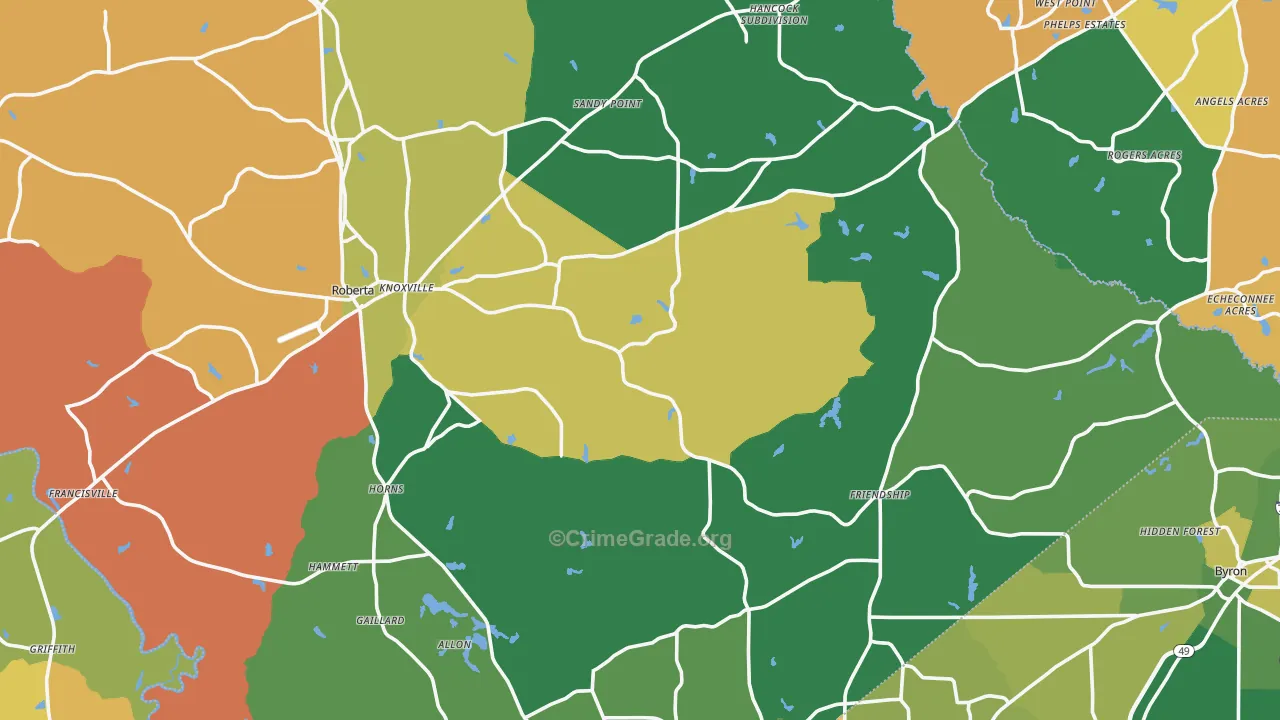 Crawford County, GA Map of Murder Rates