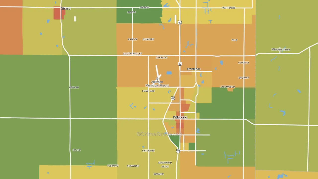 Crawford County, KS Map of Murder Rates