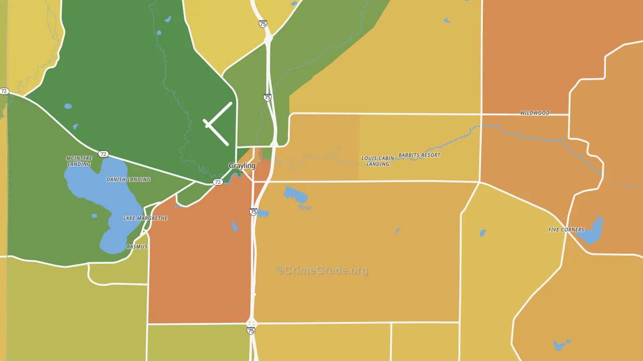Crawford County, MI Map of Murder Rates