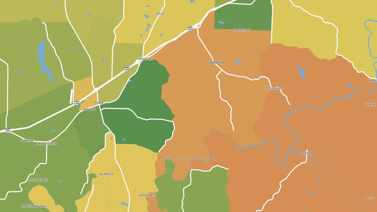 Crawford County, MO Map of Murder Rates