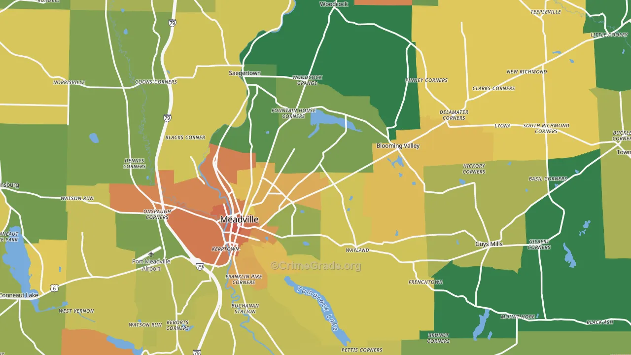 Crawford County, PA Map of Murder Rates