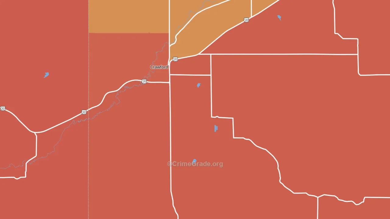 Crawford, NE Map of Murder Rates