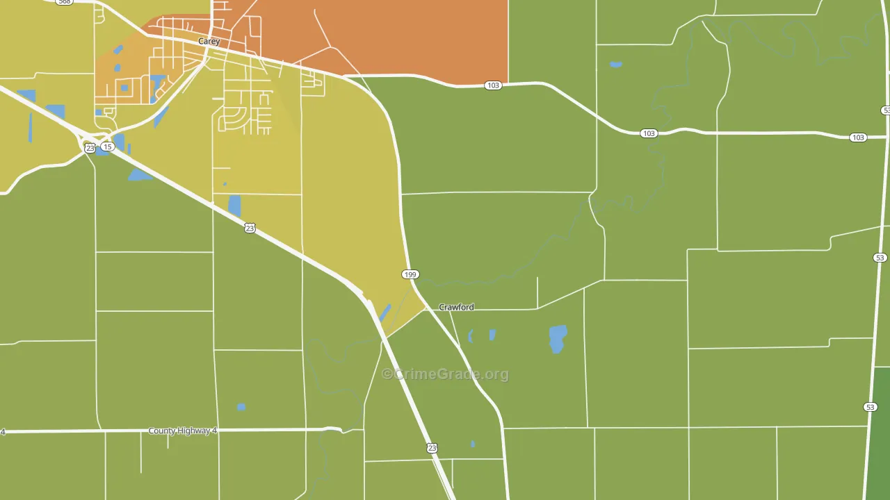 Crawford, OH Map of Murder Rates