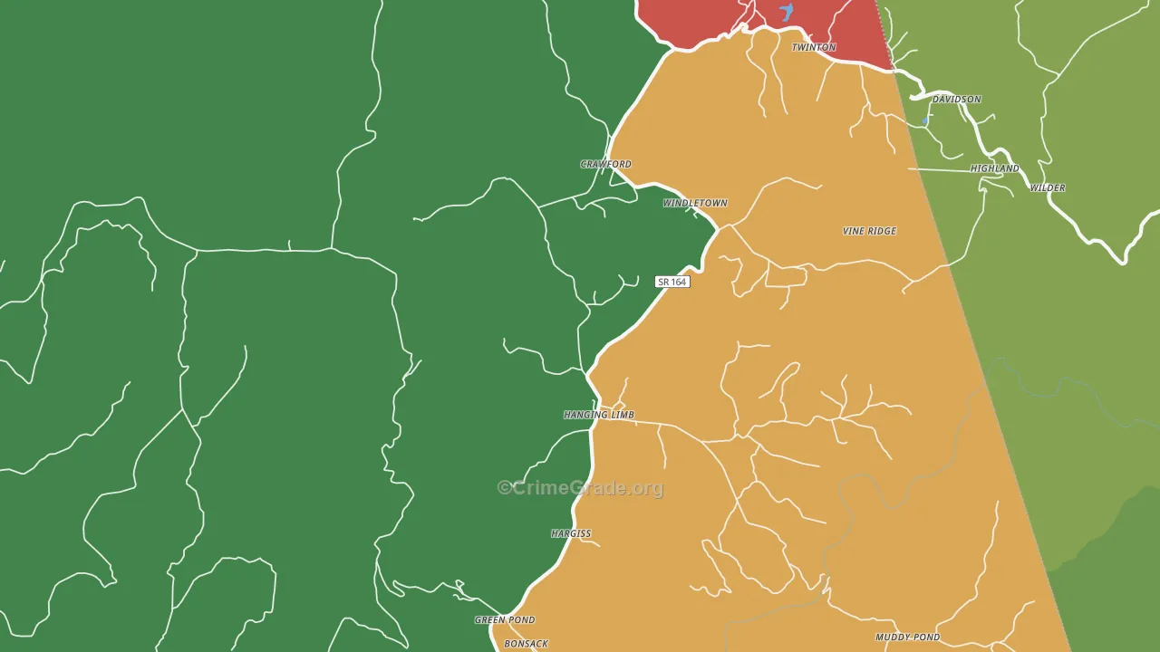 Crawford, TN Map of Murder Rates