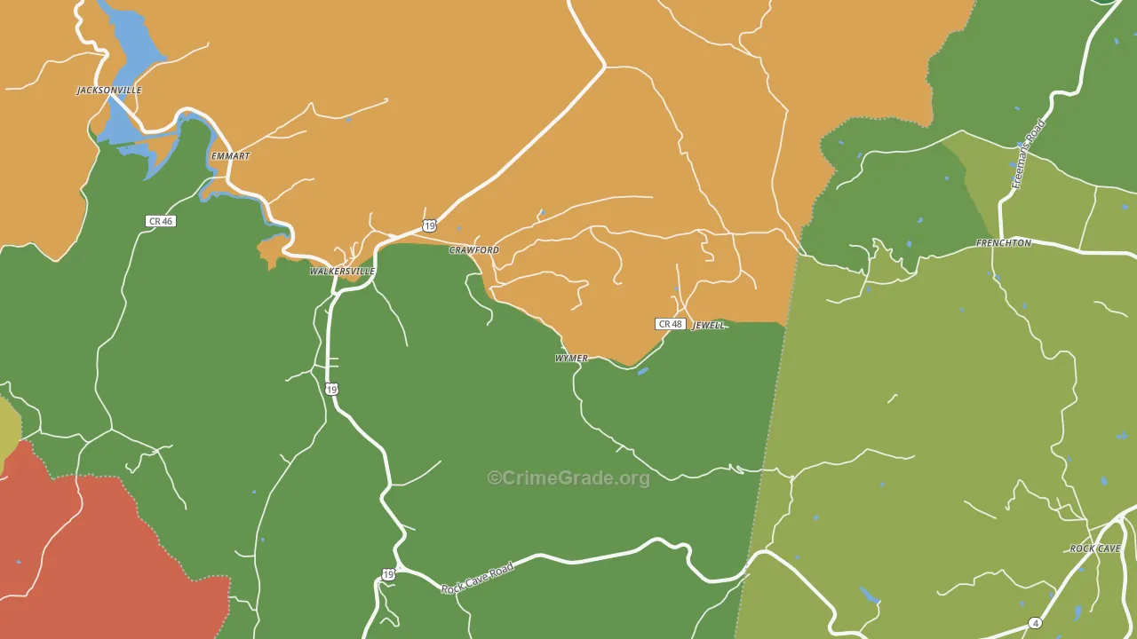 Crawford, WV Map of Murder Rates