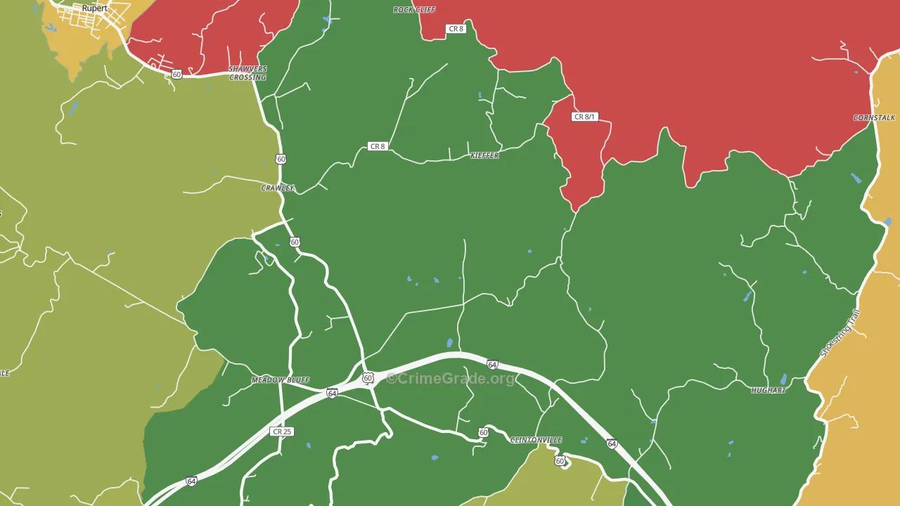 Crawley, WV Map of Murder Rates