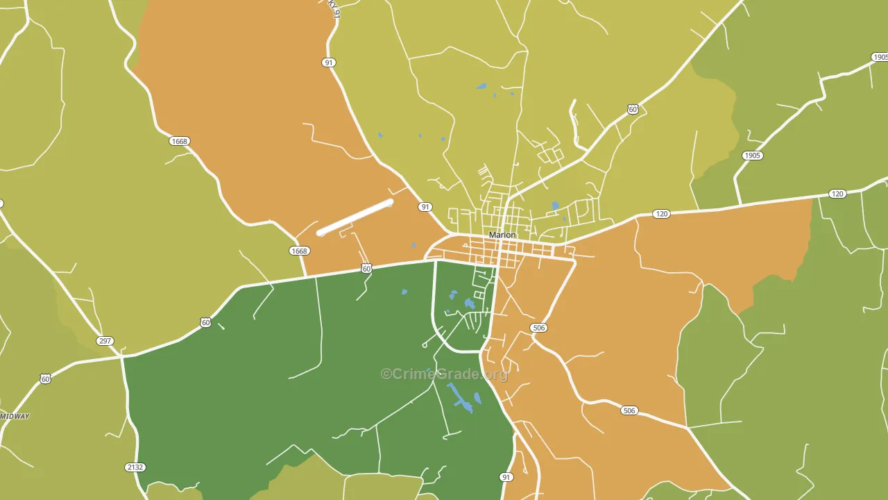 Crayne, KY Map of Murder Rates