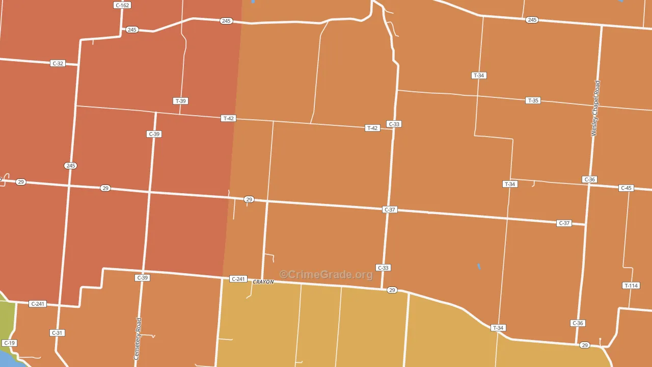Crayon, OH Map of Murder Rates