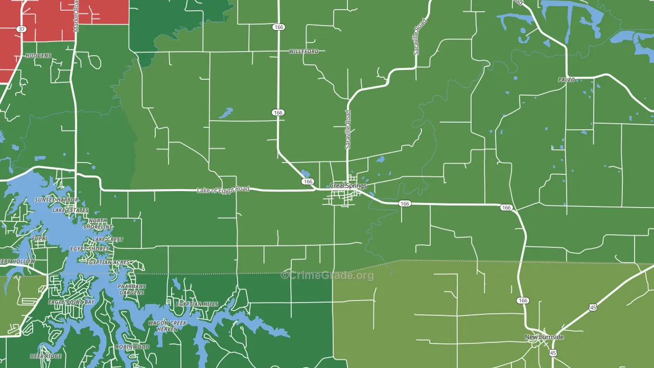Creal Springs, IL Map of Murder Rates
