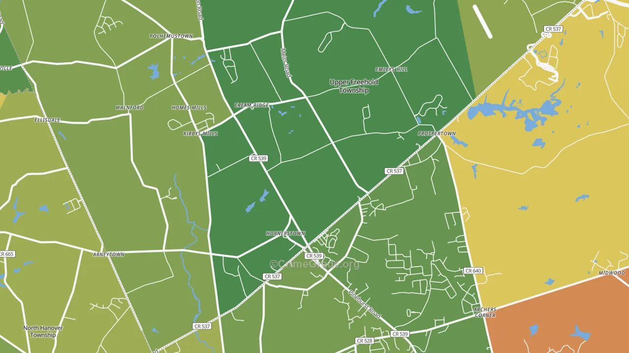 Cream Ridge, NJ Map of Murder Rates