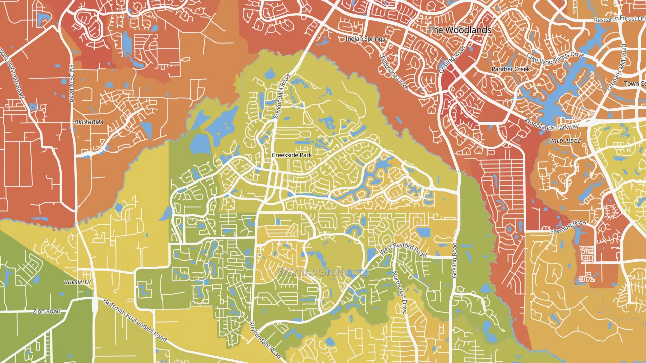 Creekside Park, The Woodlands, TX Map of Murder Rates