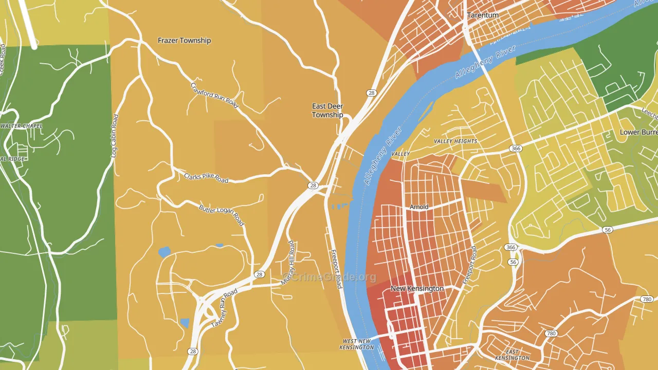 Creighton, PA Map of Murder Rates