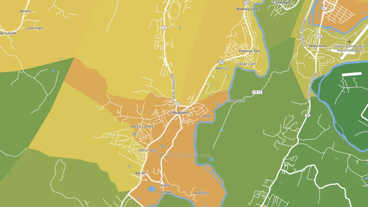 Cresaptown, MD Map of Murder Rates