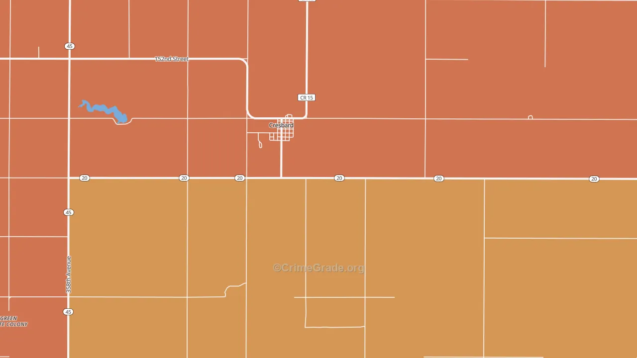 Cresbard, SD Map of Murder Rates