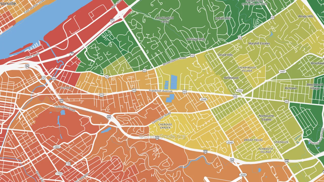 Crescent Hill, Louisville, KY Map of Murder Rates