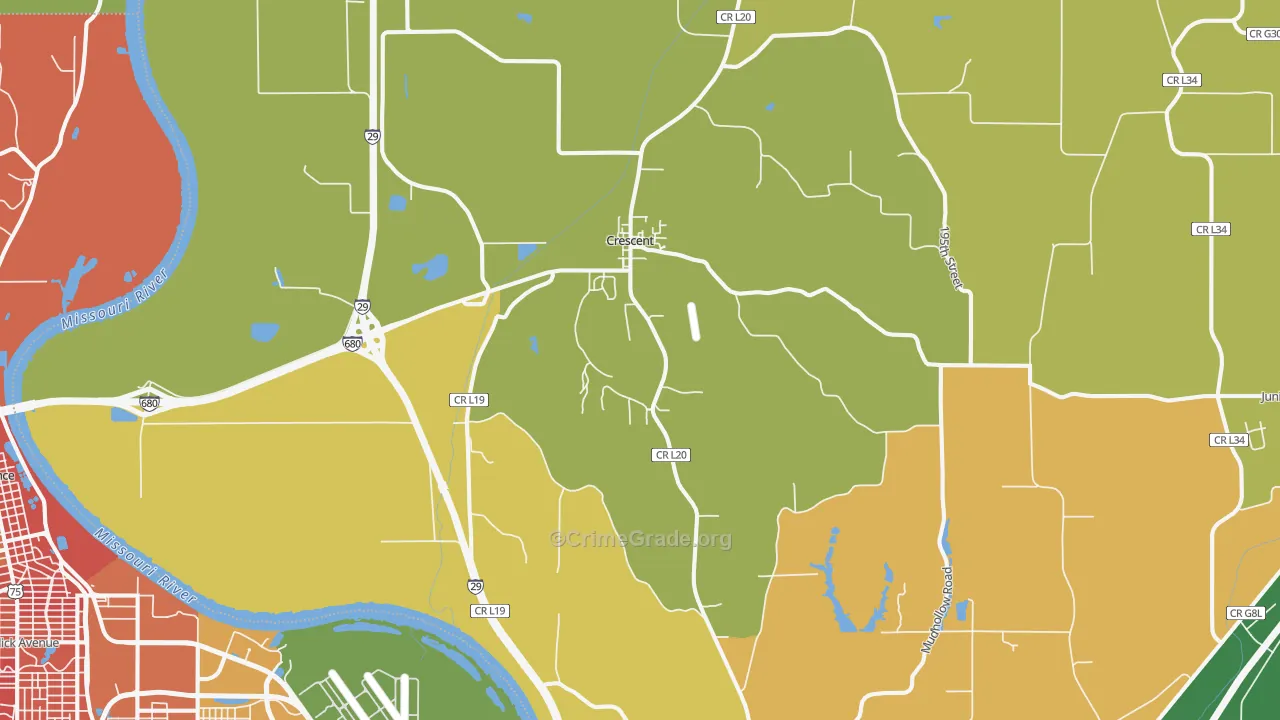 Crescent, IA Map of Murder Rates