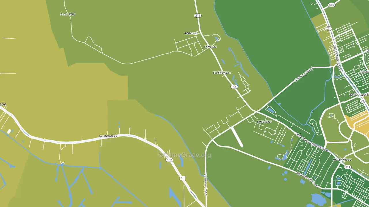 Crescent, LA Map of Murder Rates