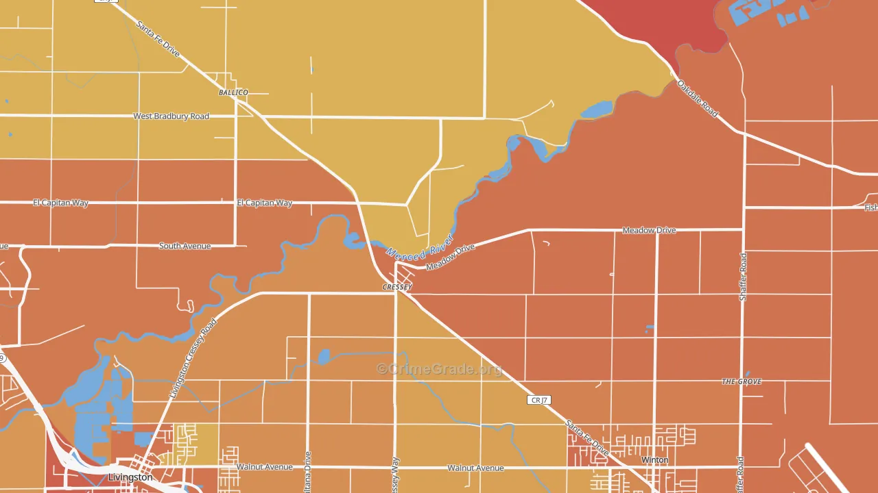 Cressey, CA Map of Murder Rates