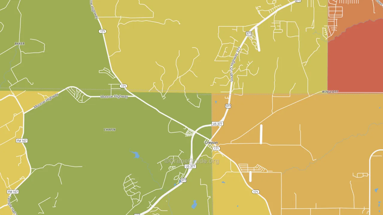 Cresson, TX Map of Murder Rates