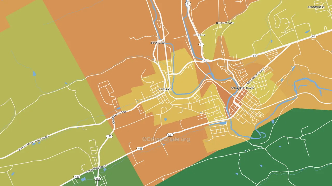 Cressona, PA Map of Murder Rates