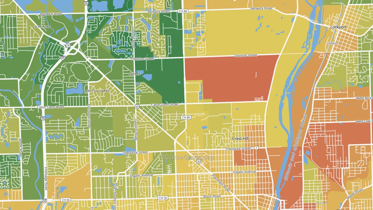 Crest Hill, IL Map of Murder Rates