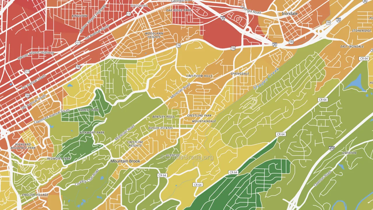 Crestline, Birmingham, AL Map of Murder Rates