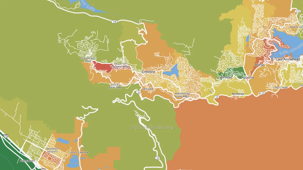Crestline, CA Map of Murder Rates