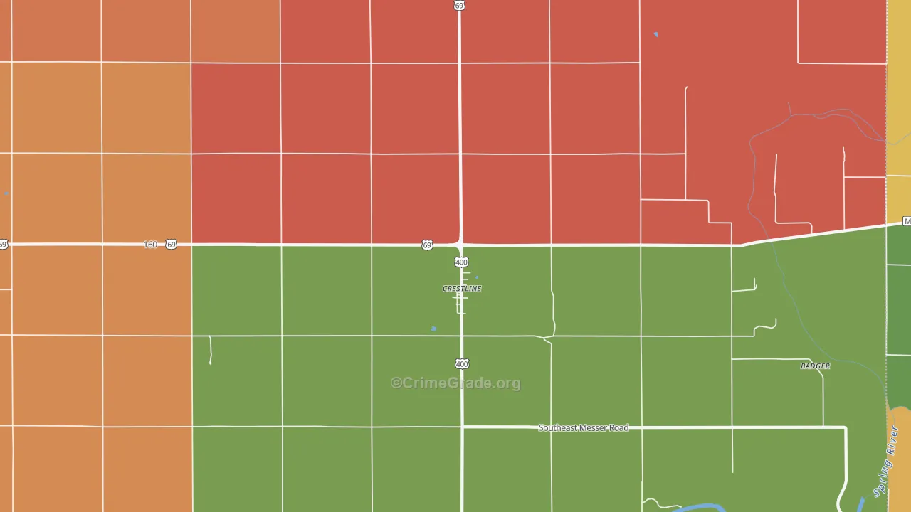Crestline, KS Map of Murder Rates