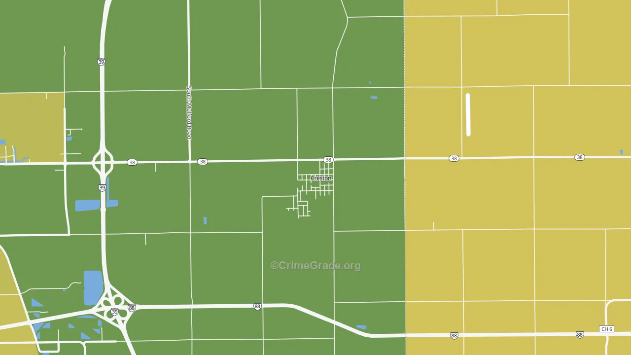 Creston, IL Map of Murder Rates