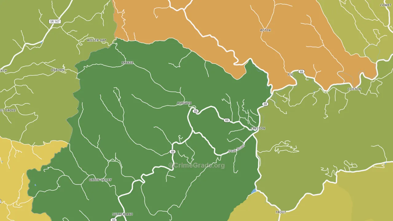 Creston, NC Map of Murder Rates