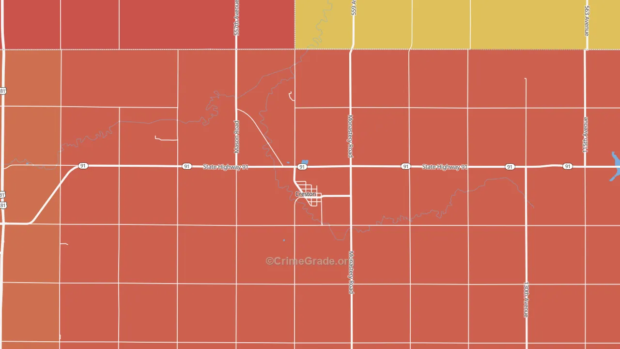 Creston, NE Map of Murder Rates