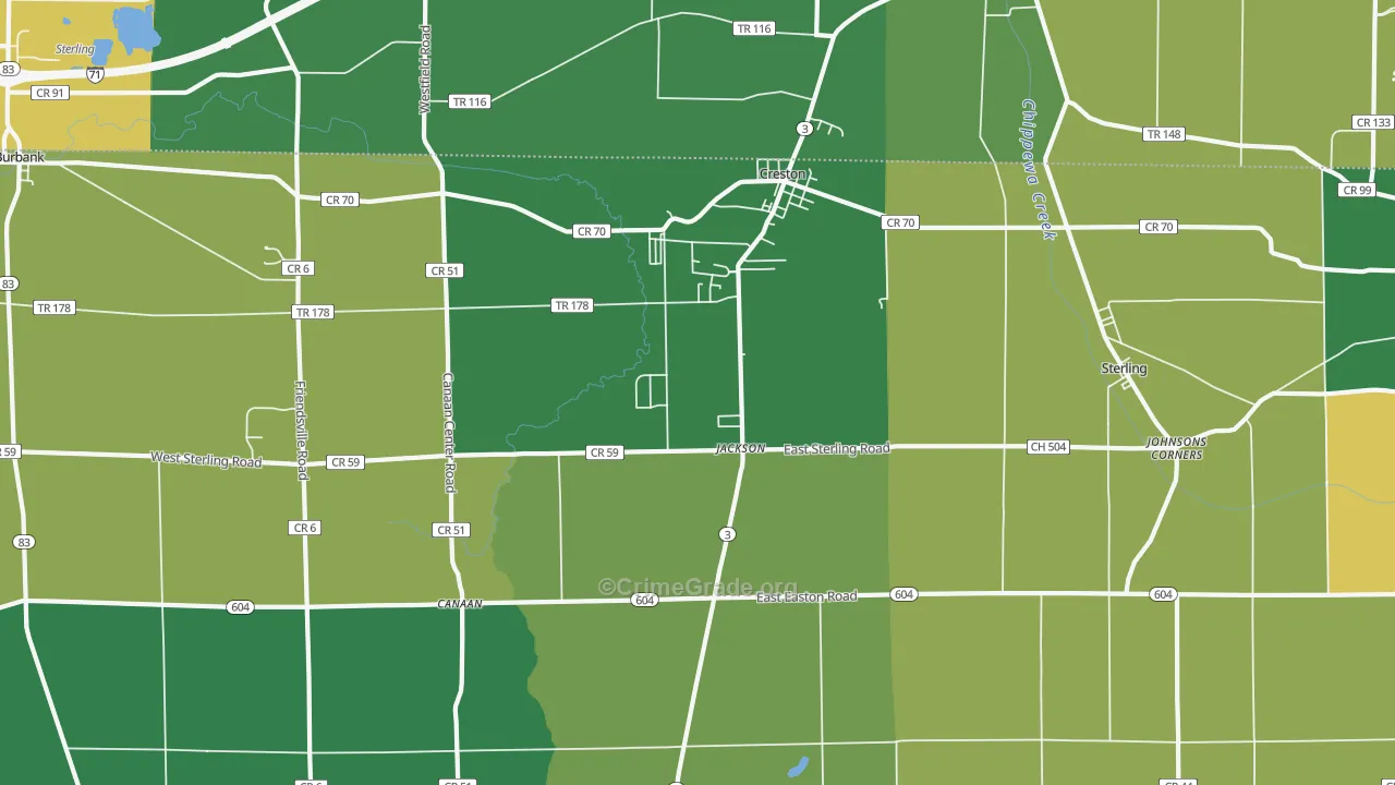 Creston, OH Map of Murder Rates