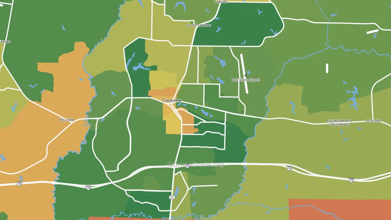 Crestview, FL Map of Murder Rates