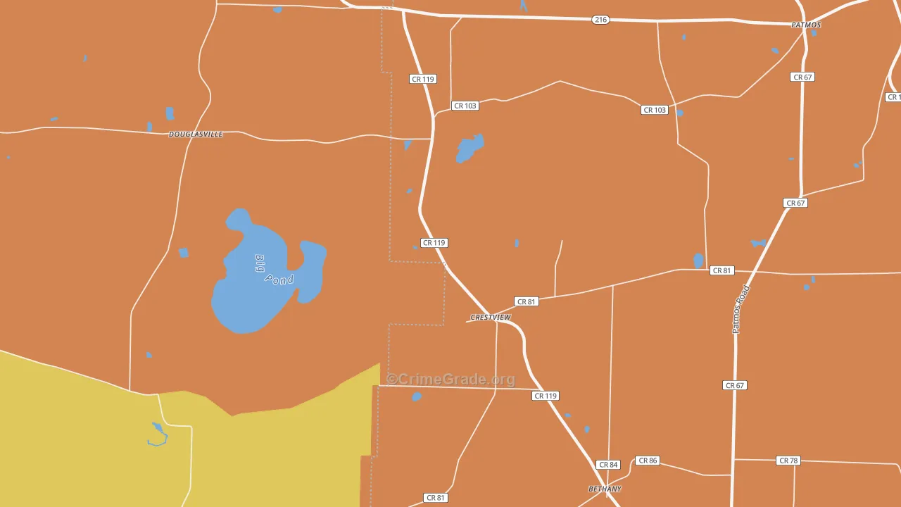 Crestview, GA Map of Murder Rates
