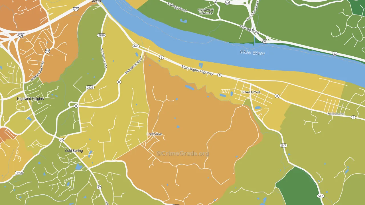 Crestview, KY Map of Murder Rates