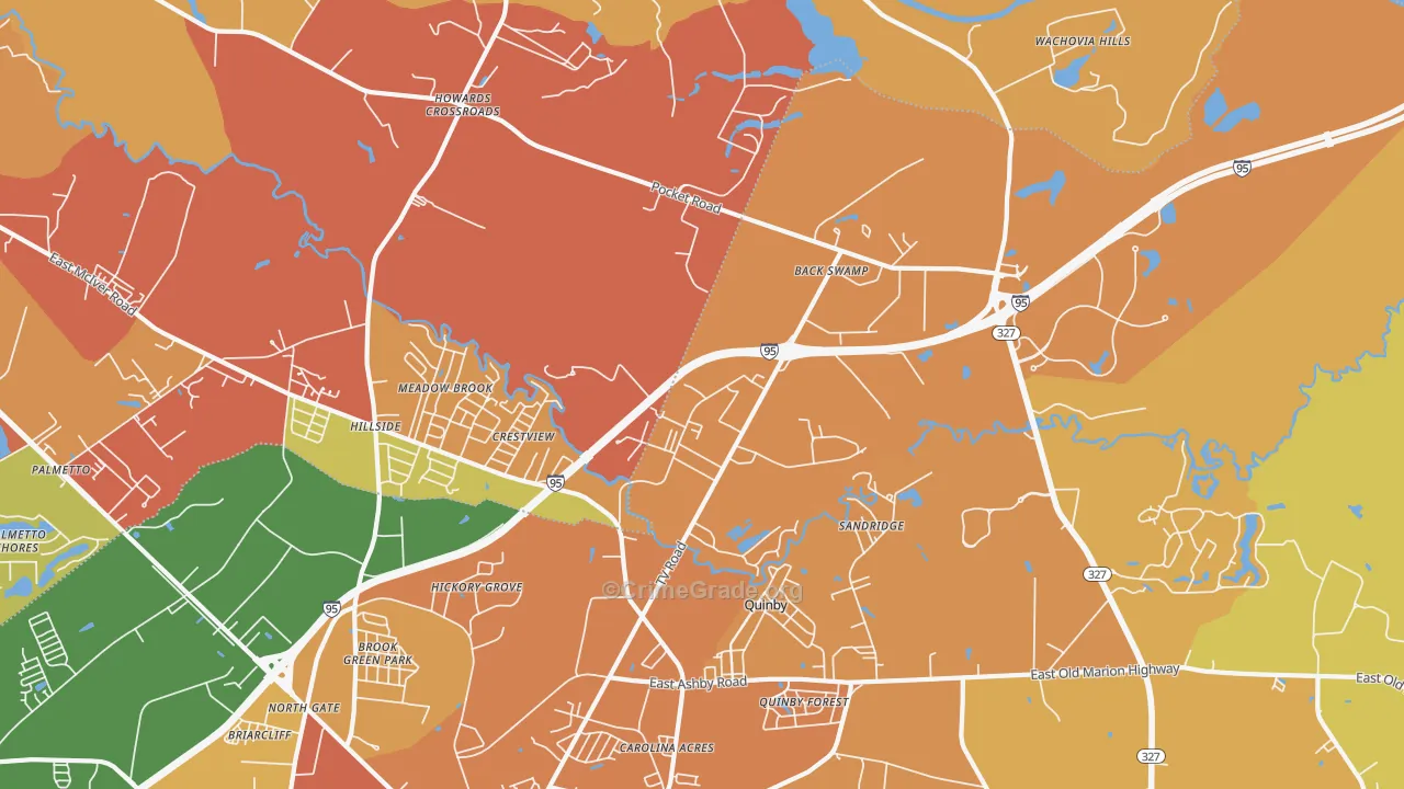 Crestview, SC Map of Murder Rates