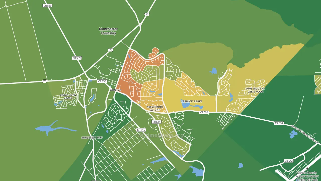 Crestwood Village, NJ Map of Murder Rates