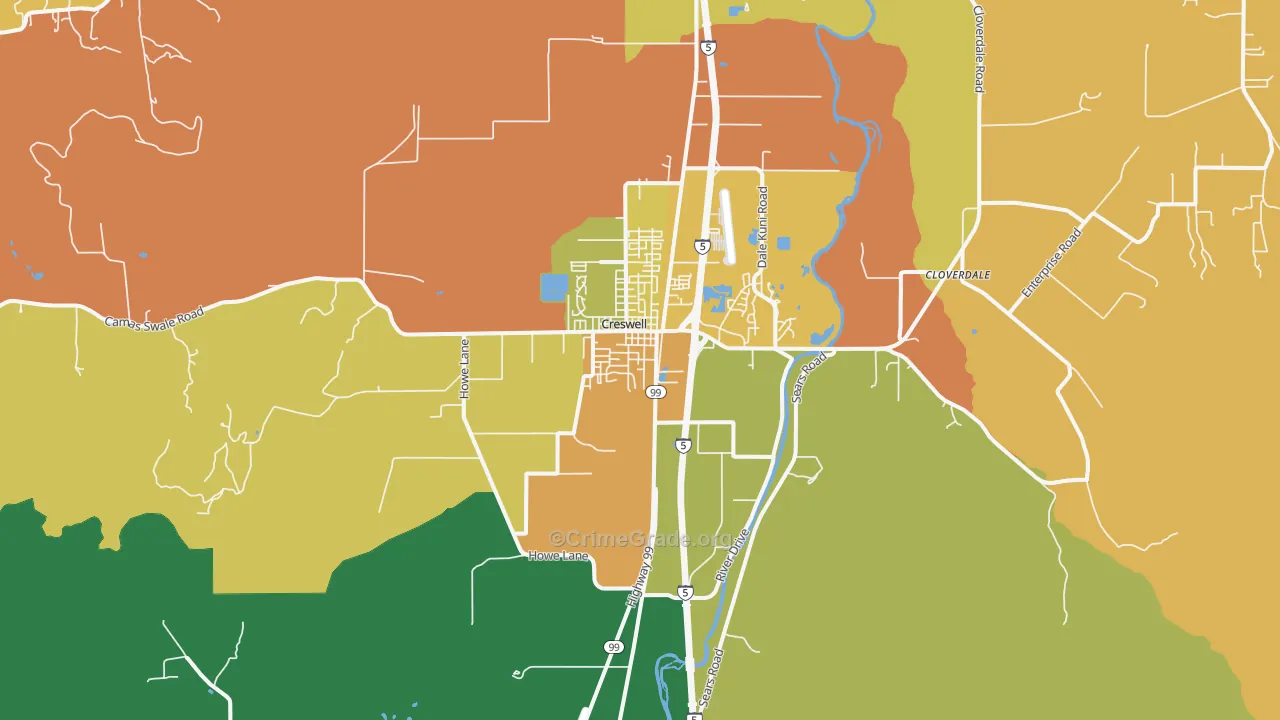 Creswell, OR Map of Murder Rates