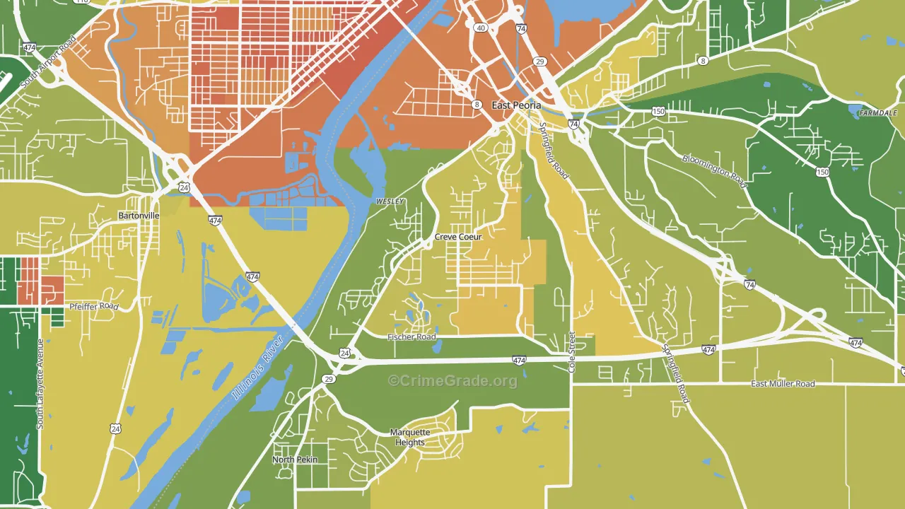 Creve Coeur, IL Map of Murder Rates