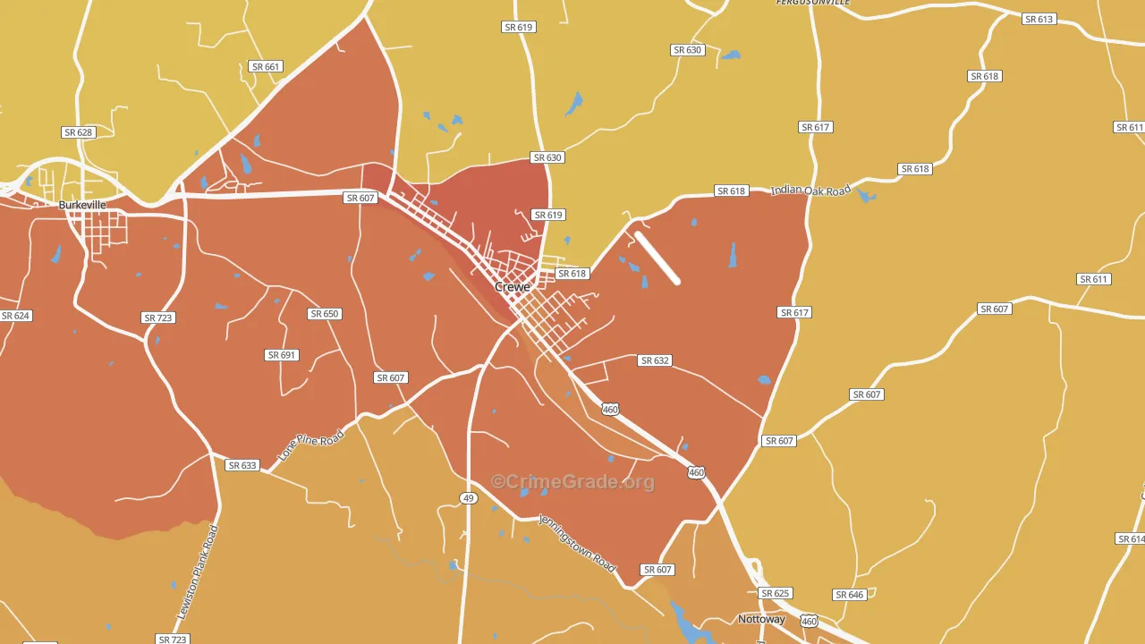 Crewe, VA Map of Murder Rates