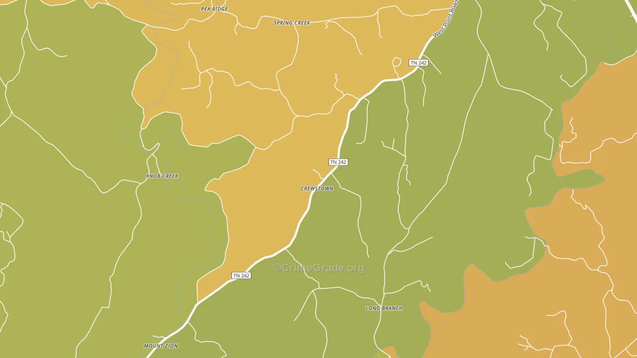 Crewstown, TN Map of Murder Rates